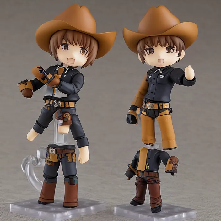 Prompt: cowboy, an anime nendoroid of a cowboy, figurine, detailed product photo