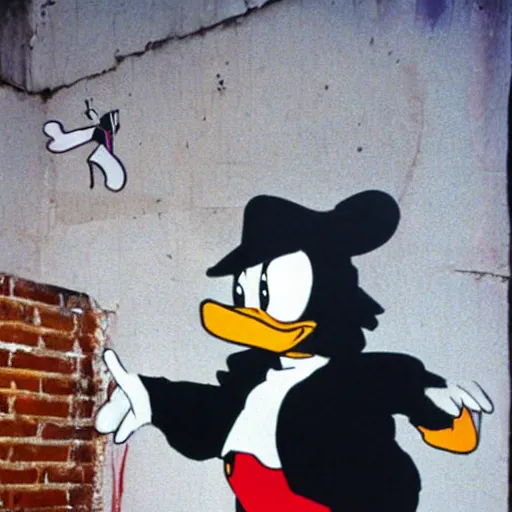 Prompt: donald duck by banksy,