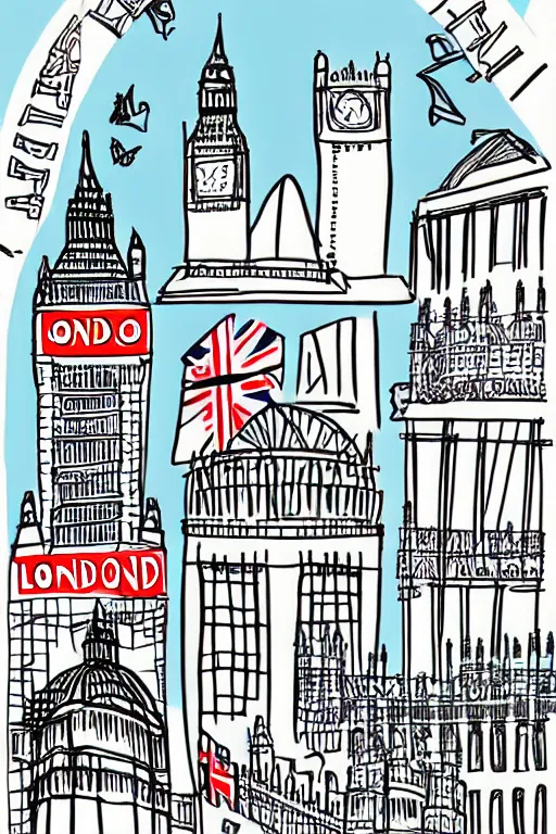 Image similar to london, illustration, in style of bo lundberg