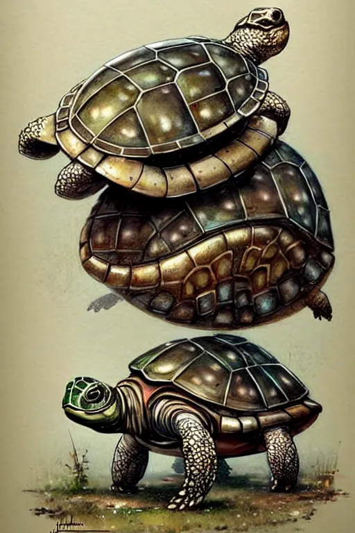 Image similar to (((((1950s steampunk turtle robot house . muted colors.))))) by Jean-Baptiste Monge !!!!!!!!!!!!!!!!!!!!!!!!!!!