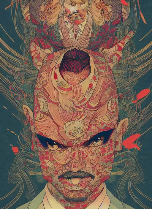 Prompt: beautiful illustration of a yakuza in a suit, in the style of james jean and victo ngai and sam guay and moebius and sam spratt, vibrant moody colors, trending on artstation