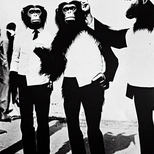 Prompt: the beatles as chimpanzees, photo, high detail