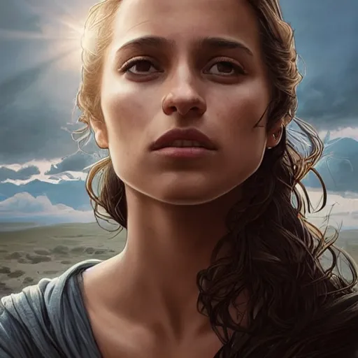 Prompt: alicia vikander. faces the sun. watches sunset. perfect anatomy. meticulous detail. black and white, highly detailed, smooth, sharp focus, chiaroscuro, manga illustration, artgerm, greg rutkowski, alphonse mucha, young adult light novel cover art