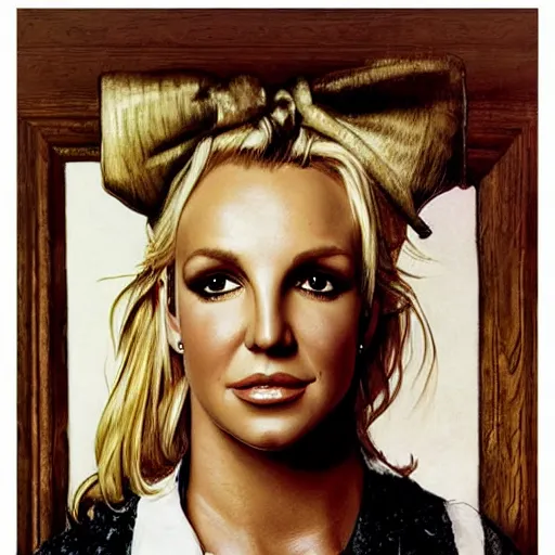 Image similar to Britney Spears, highly detailed illustration, portrait painting by Norman Rockwell