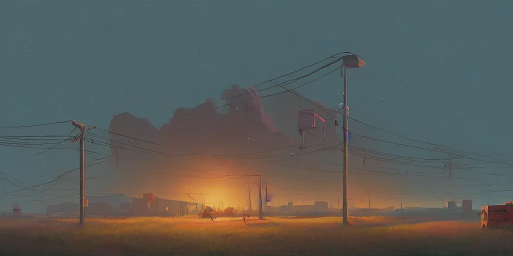 Prompt: digital painting by Simon Stalenhag