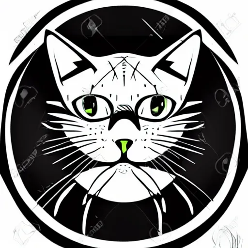 Image similar to tattoo sketch of a cat with one eye, a draft, organic ornament, minimalism, line art, vector