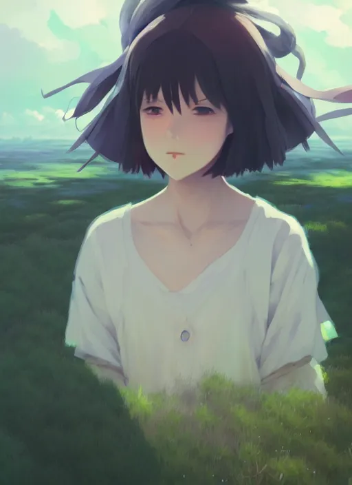 Image similar to portrait of djigokushojo, cloudy sky background lush landscape illustration concept art anime key visual trending pixiv fanbox by wlop and greg rutkowski and makoto shinkai and studio ghibli