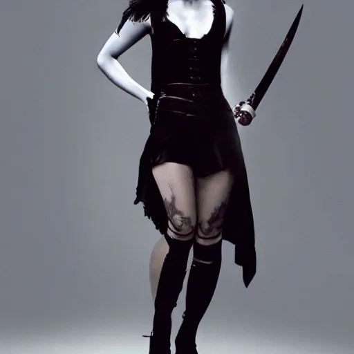 Image similar to full body photo of Emma Watson as a vampire warrior