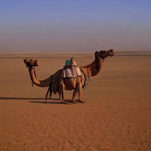 Image similar to helicopter in the shape of a camel, Saudi, realistic photograph