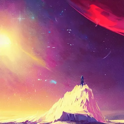 Image similar to an exposed iceberg floating in space with the universe inside, by anato finnstark, by alena aenami, by john harris, by ross tran, by wlop, by andreas rocha