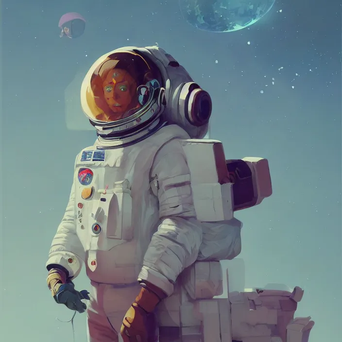 Image similar to a beautiful portrait painting of an astronaut by sergey kolesov and pascal blanche and greg rutkowski andsachin teng. in style of digital art. colorful comic, symmetry, hyper detailed. octane render. trending on artstation