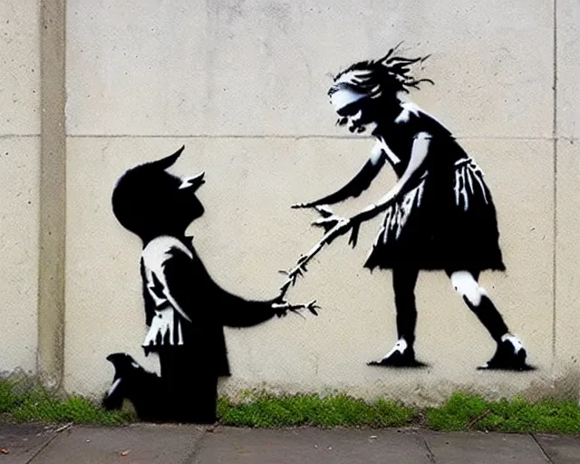 Image similar to artwork by banksy