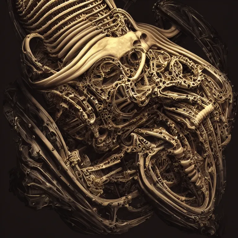 Prompt: biomechanical surreal ribbed spinal dark supercar, concept art, baroque painting, beautiful detailed intricate insanely detailed octane render, 8K artistic photography, photorealistic, chiaroscuro, Raphael, Caravaggio, lit by pastel neon lights