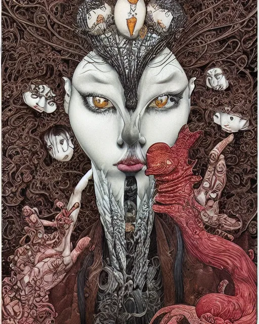 Image similar to portrait painted in jacek yerka style drawn by vania zouravliov and takato yamamoto, inspired by love, intricate acrylic gouache painting, high detail, sharp high detail, artstation