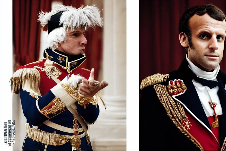 Image similar to portrait of emmanuel macron dressed as napoleon in parliament, natural light, sharp, detailed face, magazine, press, photo, steve mccurry, david lazar, canon, nikon, focus