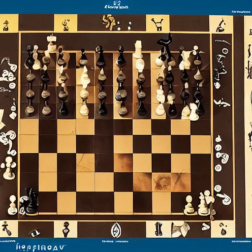 Image similar to a realistic chess board with hobbits, wizards and elves as the game pieces