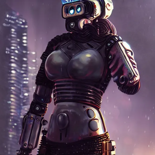 Prompt: An epic fantastic realism comic book style portrait painting of a female cyber warrior by NIXEU trending on arstation, dieselpunk shinny armor, cyberpunk feel raining at tokyo rooftop, Concept world Art, unreal 5, DAZ, hyperrealistic, octane render, cosplay, RPG portrait, dramatic lighting, rom lights