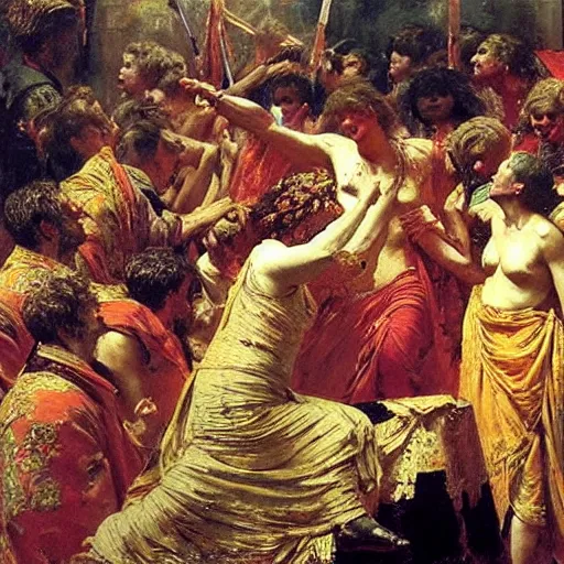 Prompt: the triumph of augustus, by ilya repin, oil on canvas, 1 8 8 3