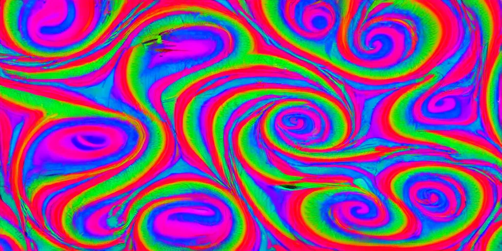 Prompt: illusory psychedelic trip with fractal patterns of colors hidden geometry