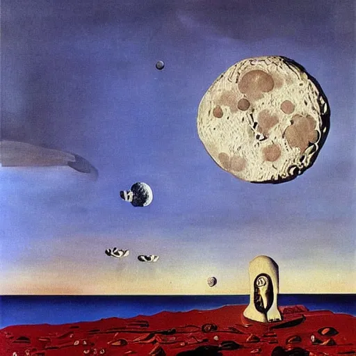 Image similar to where did the moon go? art by salvador dali