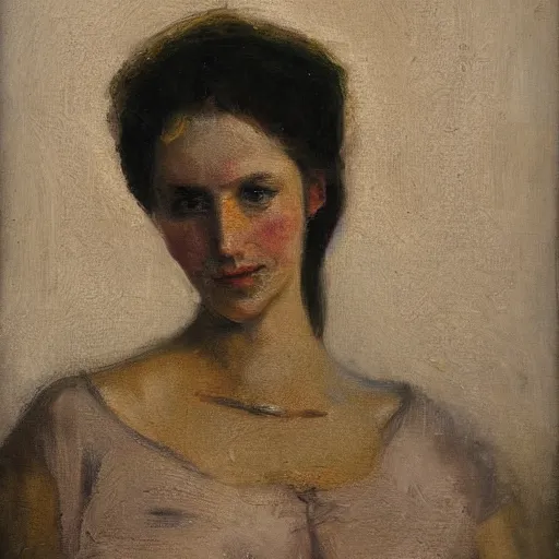 Prompt: portrait of a woman by Simone Legno