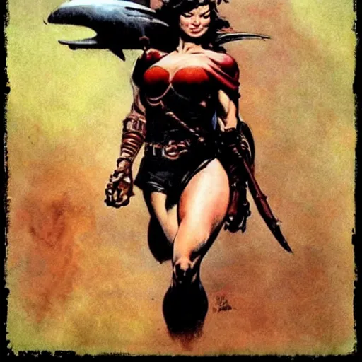 Image similar to fabulous women in Frank Frazetta style