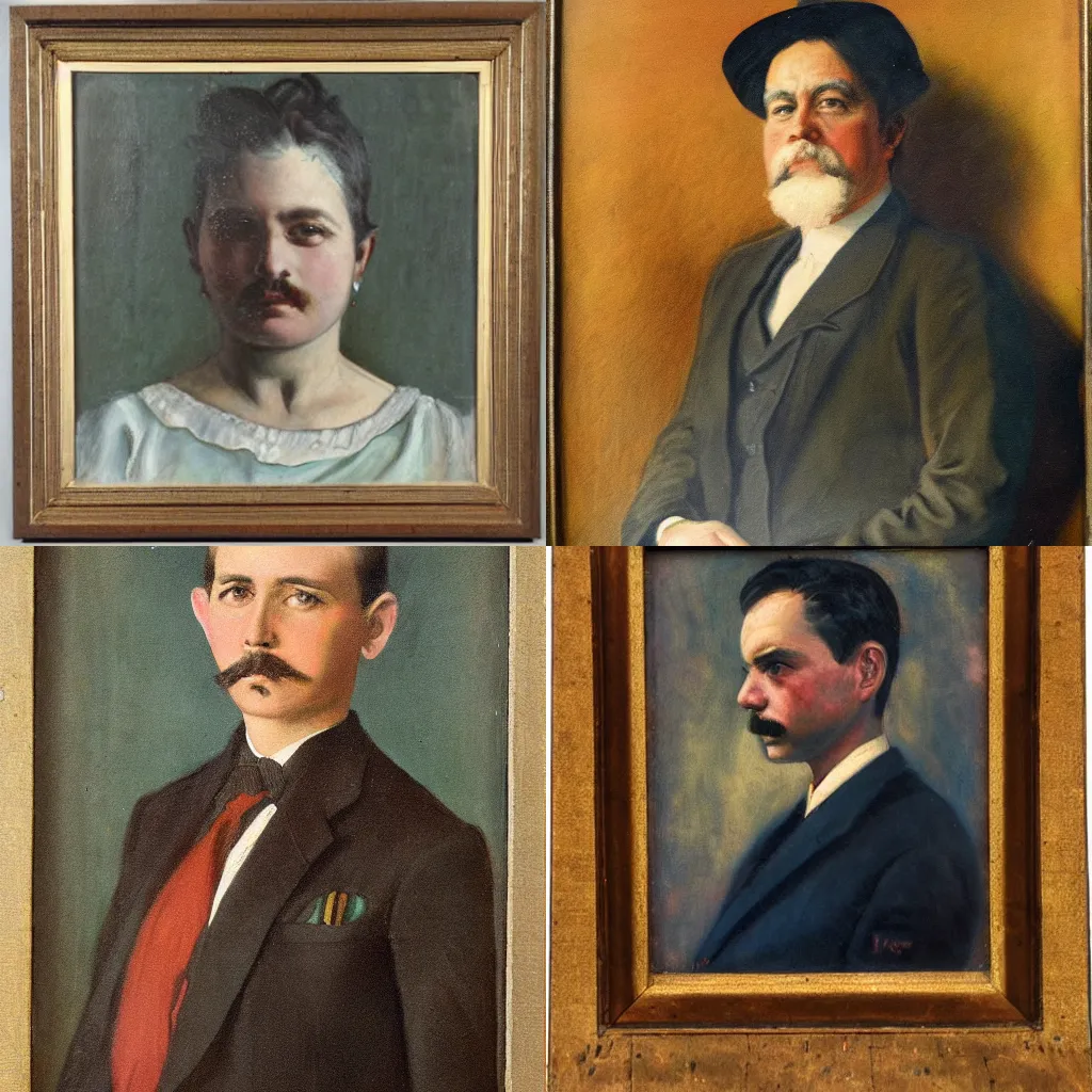 Prompt: a portrait painted in the year 1 9 1 0