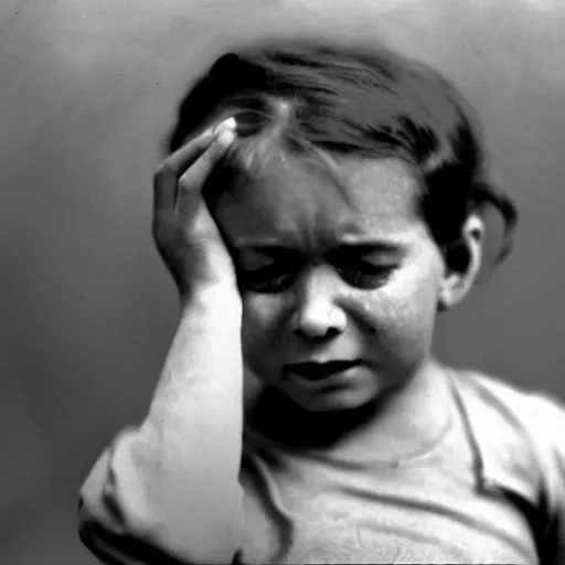 Image similar to a photo of a children in world war 1 crying, photo by george hurrell