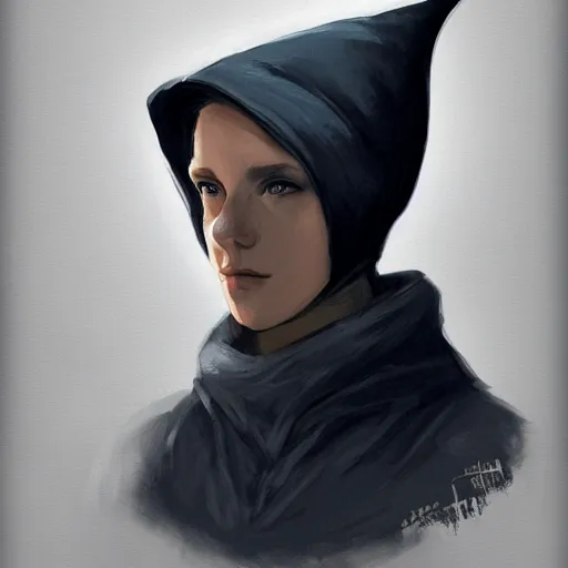 Prompt: an adventurer wearing a black sleeping cap and holding a candle, portrait, d & d, science fiction, concept art, matte, sharp focus, illustration, concept art,