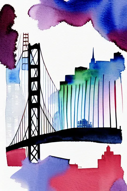 Image similar to minimalist watercolor art of san francisco, illustration, vector art