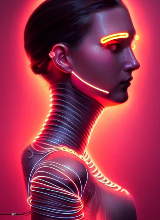 Image similar to a highly detailed long shot photo of very intricate female face portrait, futurism, rococo cyber neon lighting, detailed futuristic fibonacci jewelry, profile posing, hyper photorealistic, crispy quality, digital photography, trending in pinterest, cinematic, 4 k ultra hd, art by pascal blanche, art by greg rutkowski, art by artgerm,