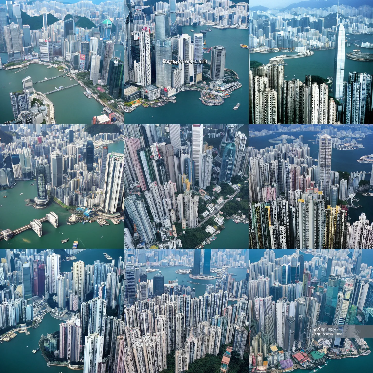 Prompt: godzilla attacking hong kong city, aerial view, associated press, high quality