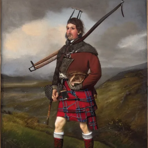 Image similar to a portrait of a Scottish laird wearing a balmoral, art