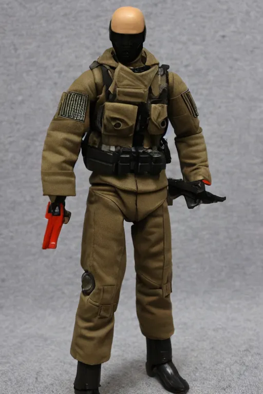 Image similar to 8 k high definition, 1 9 8 0 hasbro style gi joe action figure, full body, highly detailed, sci fi, joytoy, tactical gear, mecha, sci fi, photorealistic