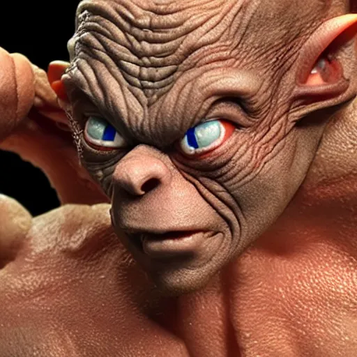 Image similar to gollum smeagol wrestling ultra detailed, ultra realistic