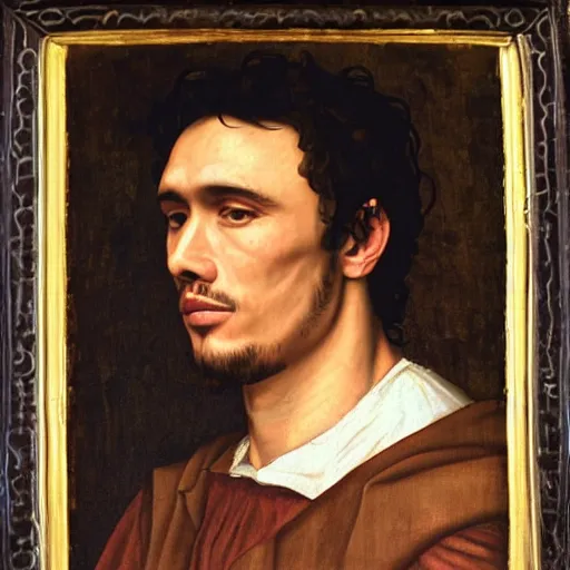 Prompt: a renaissance style portrait painting of James Franco