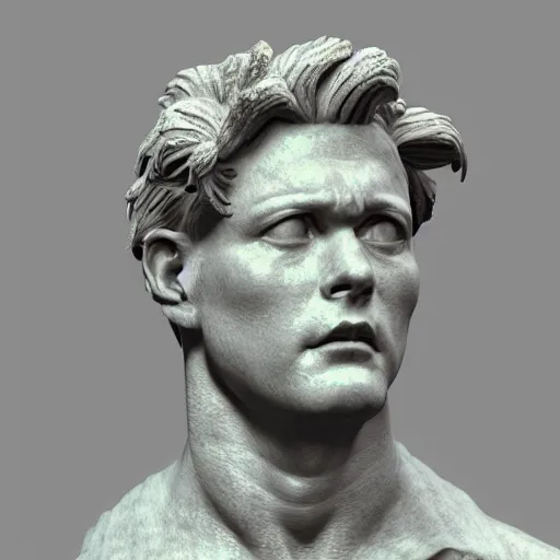 Image similar to hyperrealistic dslr film still of ace ventura pet detective as ancient roman statue, stunning 8 k octane comprehensive 3 d render, inspired by istvan sandorfi & greg rutkowski & unreal engine, perfect symmetry, dim volumetric cinematic lighting, extremely hyper - detailed, extremely lifelike attributes & lifelike texture, intricate, masterpiece, artstation, stunning