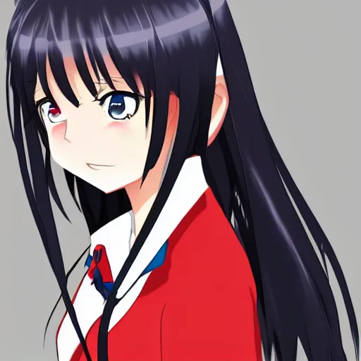 Image similar to character portrait of high school girl in japanese anime by aniplex, by CLIP STUDIO, trending on pixiv