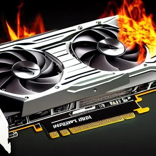 Prompt: NVIDIA graphics cards in fire, hyper-realistic, 8K HDR