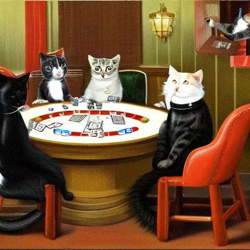 Image similar to Cats and Dogs playing poker