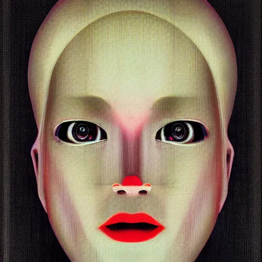 Prompt: portrait of a android girl, android, humanoid robot girl, by David Lynch