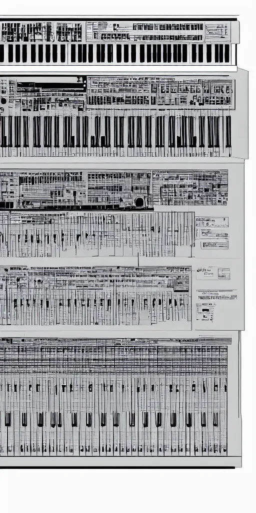 Image similar to synthesizer designed by commodore computers, detailed drawing