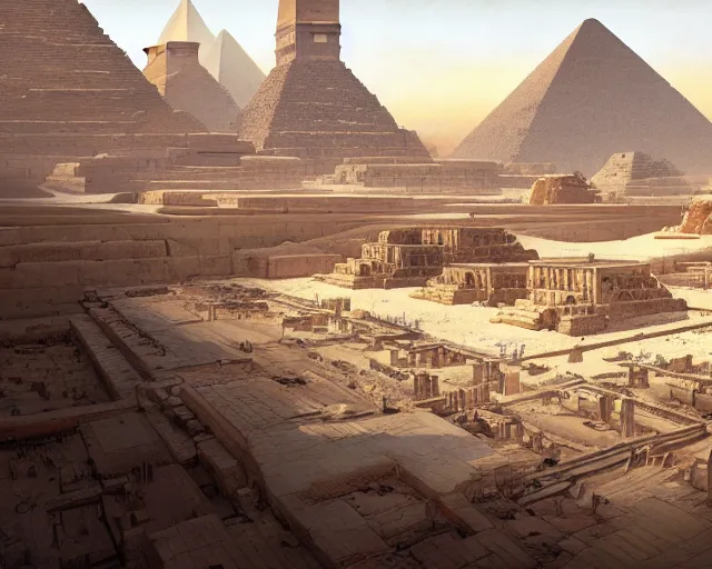 Image similar to great ancient Egyptian city, a fantasy digital painting by Greg Rutkowski and James Gurney, sci-fi, anime, trending on Artstation, highly detailed