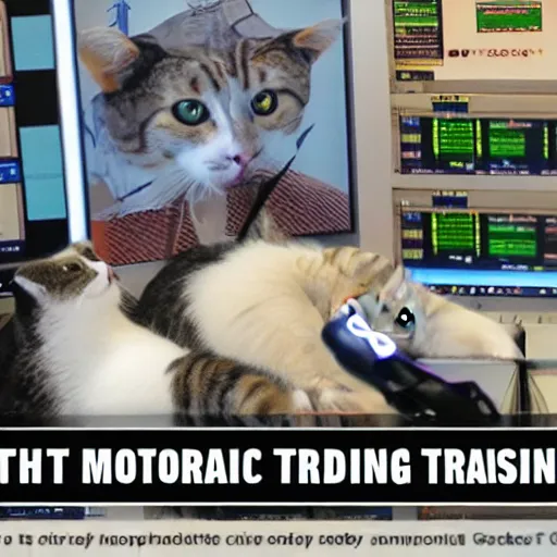 Image similar to photo of anthropomorphic cat trading stocks