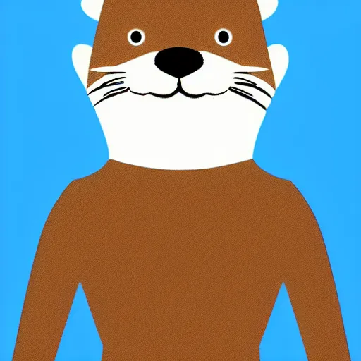 Image similar to an otter in dress, avatar image, digital art, minimalism