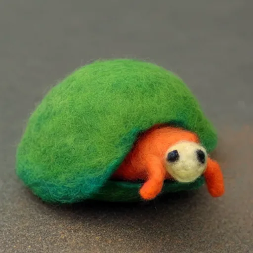 Prompt: a needle felted turtle, needle felting art.