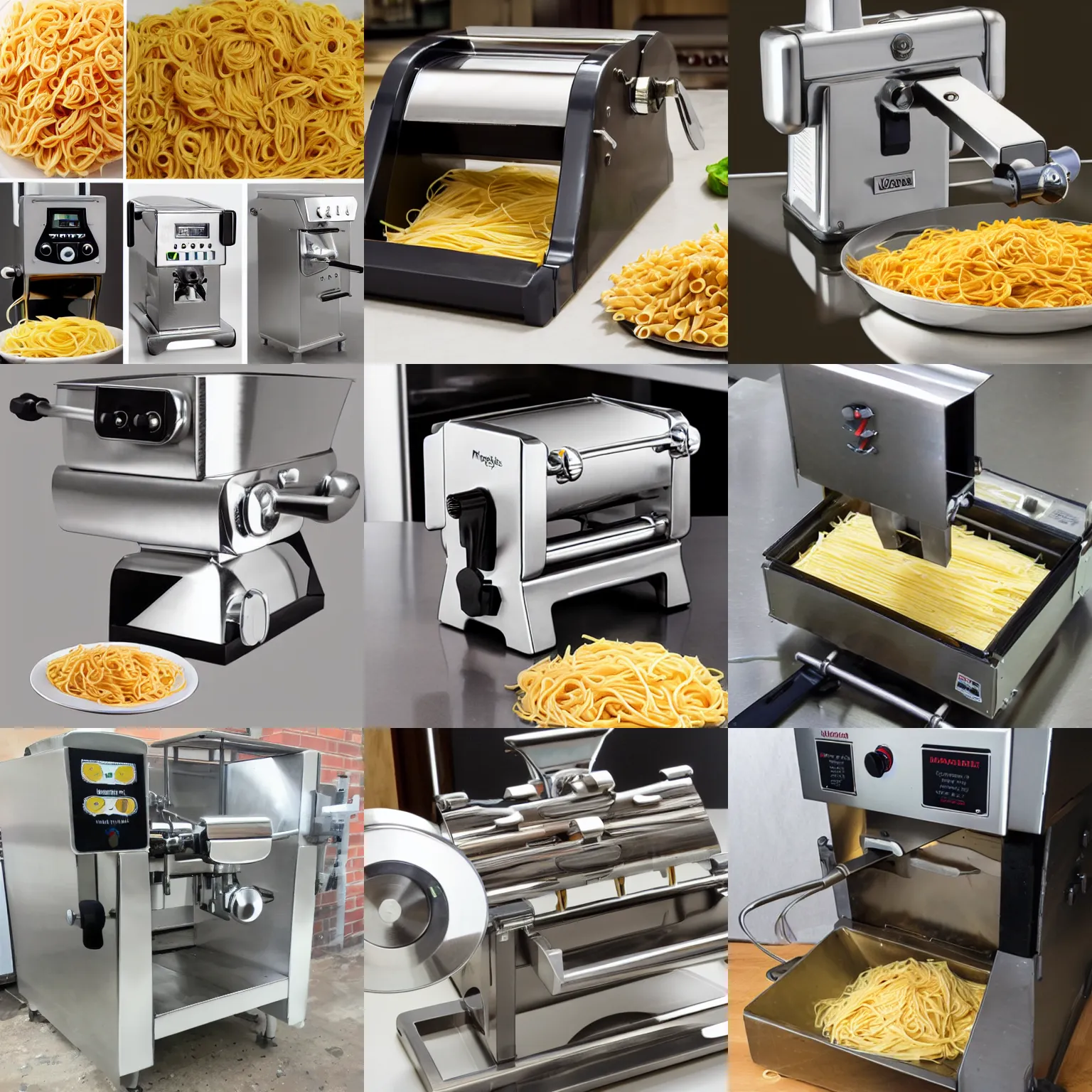 Prompt: professional pasta machine used by a muppet