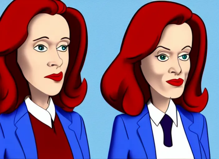 Image similar to dana scully in the style of ( 1 9 7 6 ) disney animation