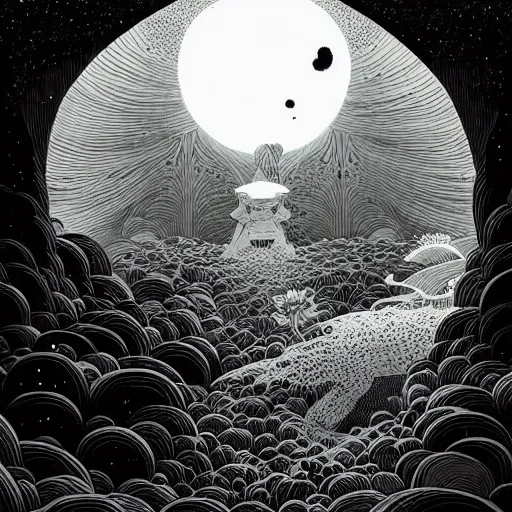 Image similar to fantasy by nicolas delort, moebius, victo ngai, josan gonzalez, kilian eng