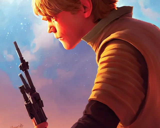 Image similar to luke skywalker from star wars a new hope, game design fanart by concept artist gervasio canda, behance hd by jesper ejsing, by rhads, makoto shinkai and lois van baarle, ilya kuvshinov